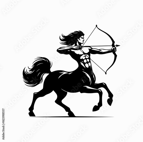 Silhouette of Centaur Warrior with Bow and Arrow