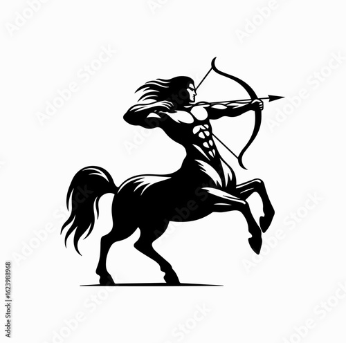 Silhouette of Centaur Warrior with Bow and Arrow