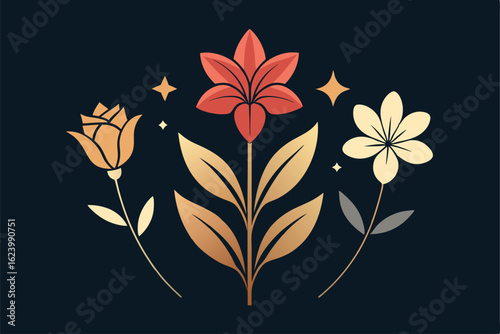 elegant flower outline set with roses  lilies  and (1).eps