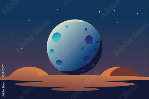 fantasy moon with craters and ethereal lighting  s.eps