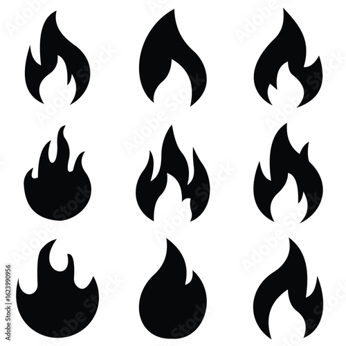set of fire icons collection vector illustration