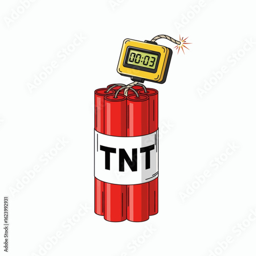 Cartoon TNT bundle with a timer showing 0003 and a lit fuse