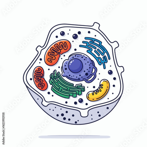 Cell diagram featuring nucleus mitochondria endoplasmic reticulum and other organelles