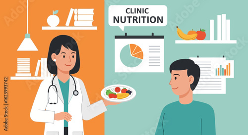 Nutritionist Offers Healthy Eating Advice to Patient in Clinic Setting