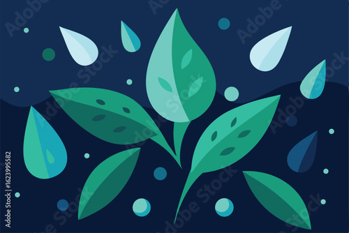 rain soaked foliage with glistening water droplets (1).eps