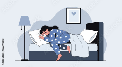 Woman Experiencing Sadness Laying in Bed Late At Night Home Interior