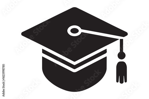 Graduation Cap with Hanging Tassel Icon Design