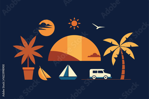 summer mood icons  relax  chill  explore  fun   in.eps