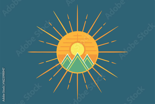 summer solstice illustration with sun rays  nature (1).eps