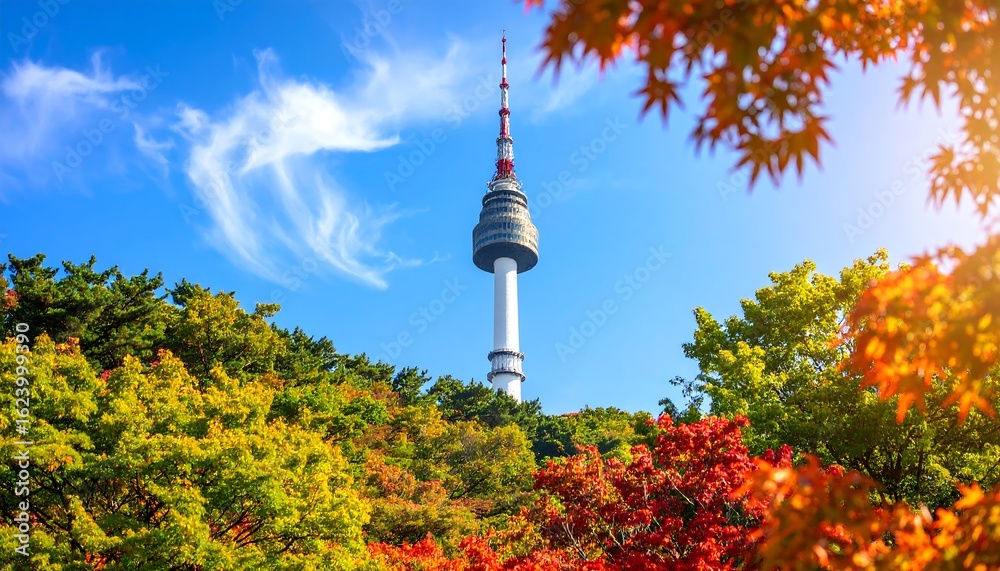 Obraz premium Autumnal cityscape with a tower