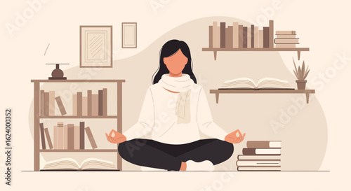 Woman Practicing Meditation At Home For Well Being And Mental Clarity