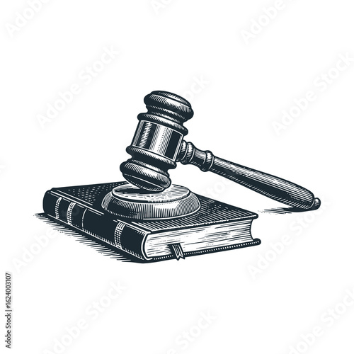 Justice gavel law – Black and White Icon Vector and Illustration
