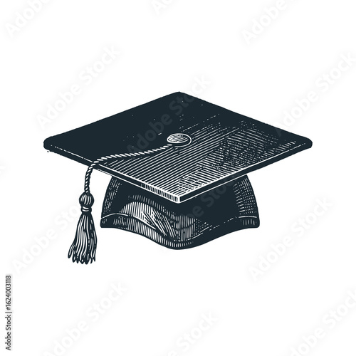 Graduartion hat – Black and White Icon Vector and Illustration