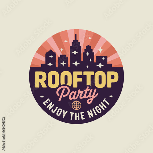 An inviting rooftop party image showcasing a colorful cityscape during sunset, symbolizing joyful gatherings, relaxation, and the vibrant nightlife experience of urban living.
