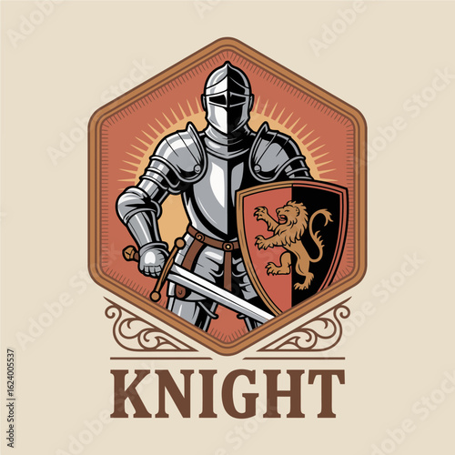 An iconic knight standing steadfast with sword and shield represents the essence of courage and honor within the noble tradition of knighthood and valorous deeds.