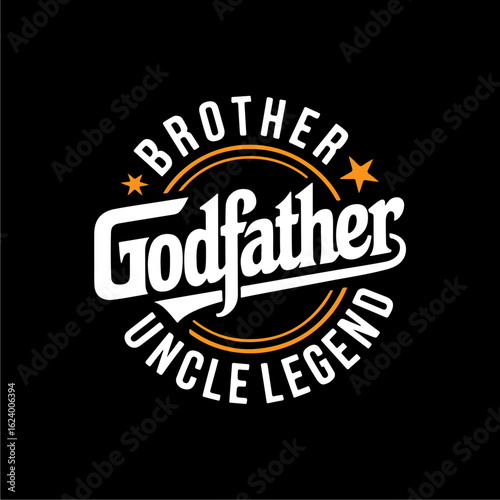 A stylized graphic design featuring the words "Godfather" and related titles.