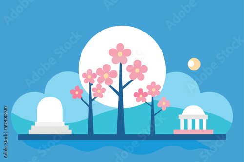 cherry blossoms around the tidal basin  .eps