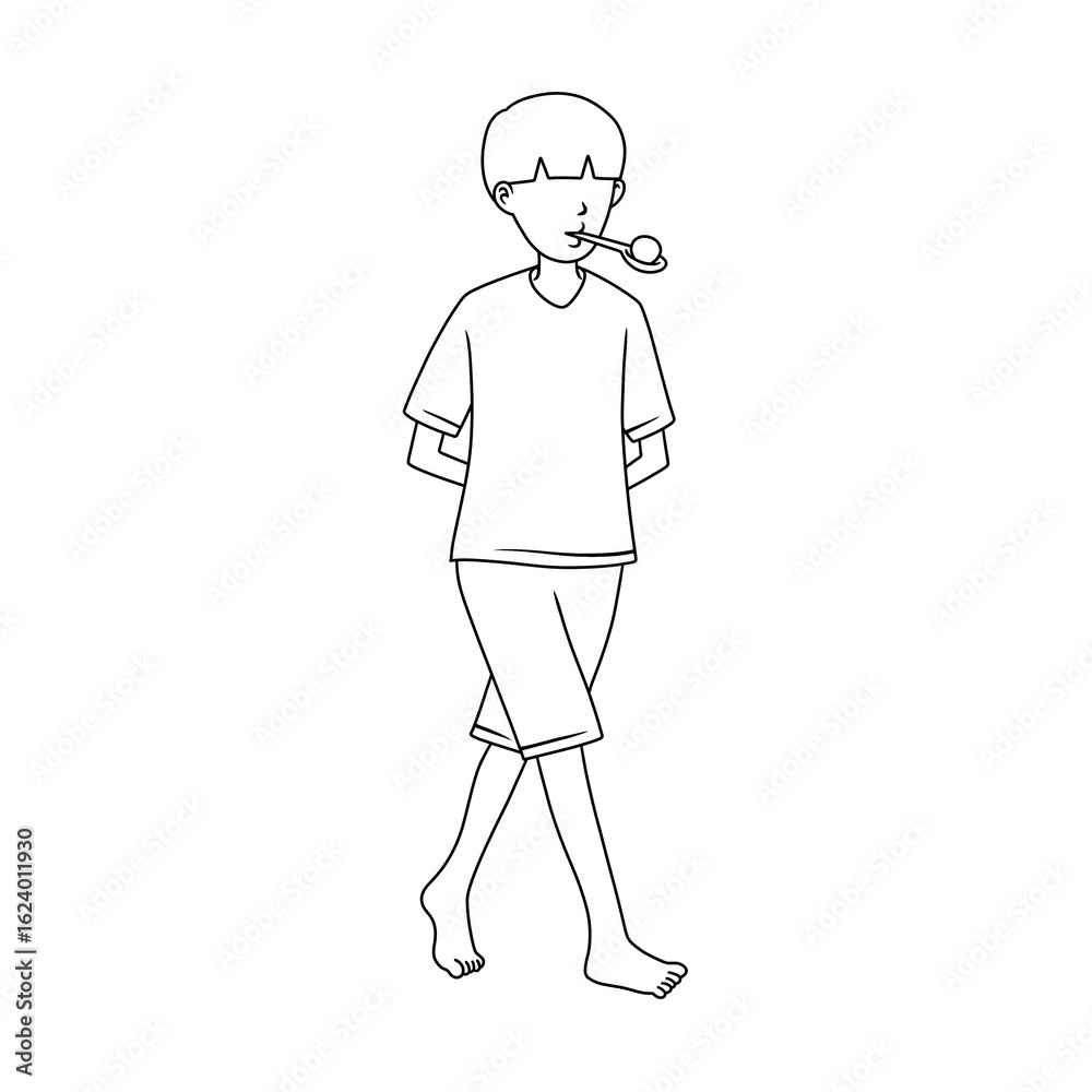Boys competing in marble racing. Thin line Illustration. Boys competing in marble racing. Thin line Illustration.