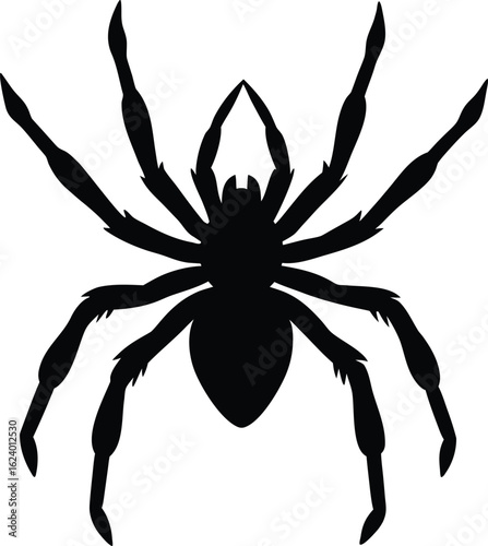 Wolf spider silhouette in walking motion isolated on transparent background