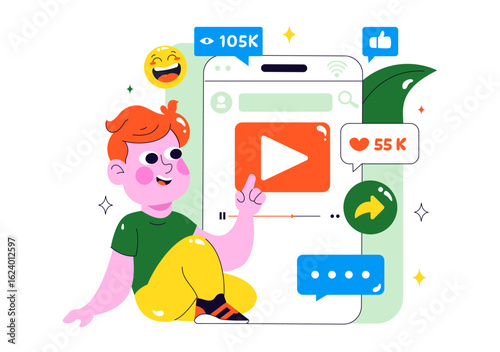 Short Video and Reels Illustration Featuring Personalized, Search-Optimized Videos from Various Media Platforms for Digital Promotion and Marketing