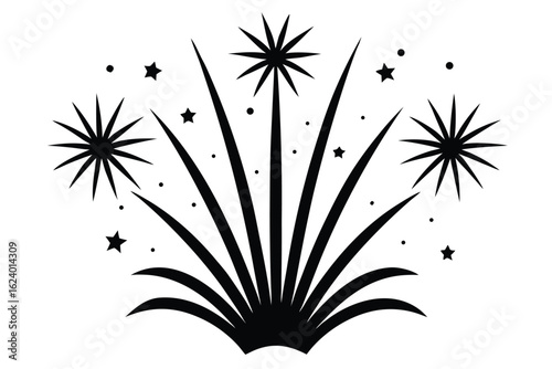 fireworks burst silhouette set with spark trails a.eps