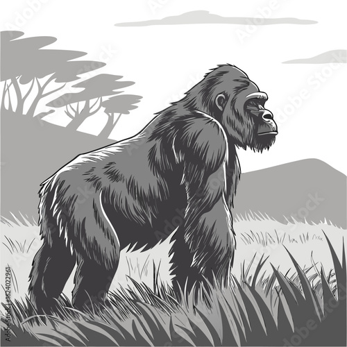 black and white illustration of a mammal