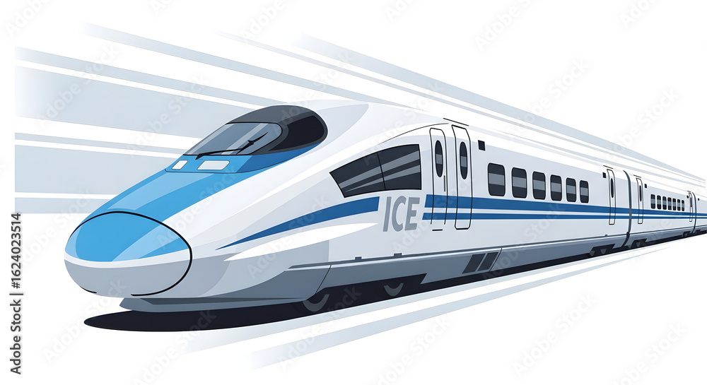 Fototapeta premium fast train on a white background