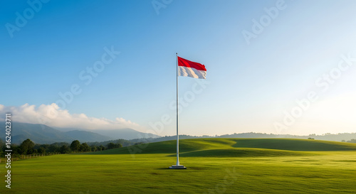 indonesia flag on green grass