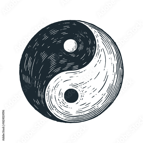 Yin yang – Black and White Icon Vector and Illustration