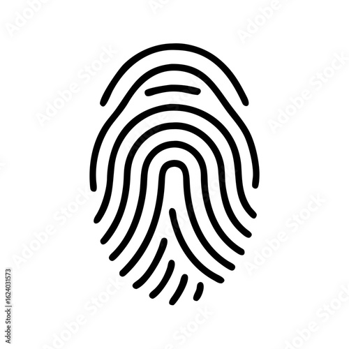 Detailed Black Fingerprint Vector – Flat Biometric Identification Illustration