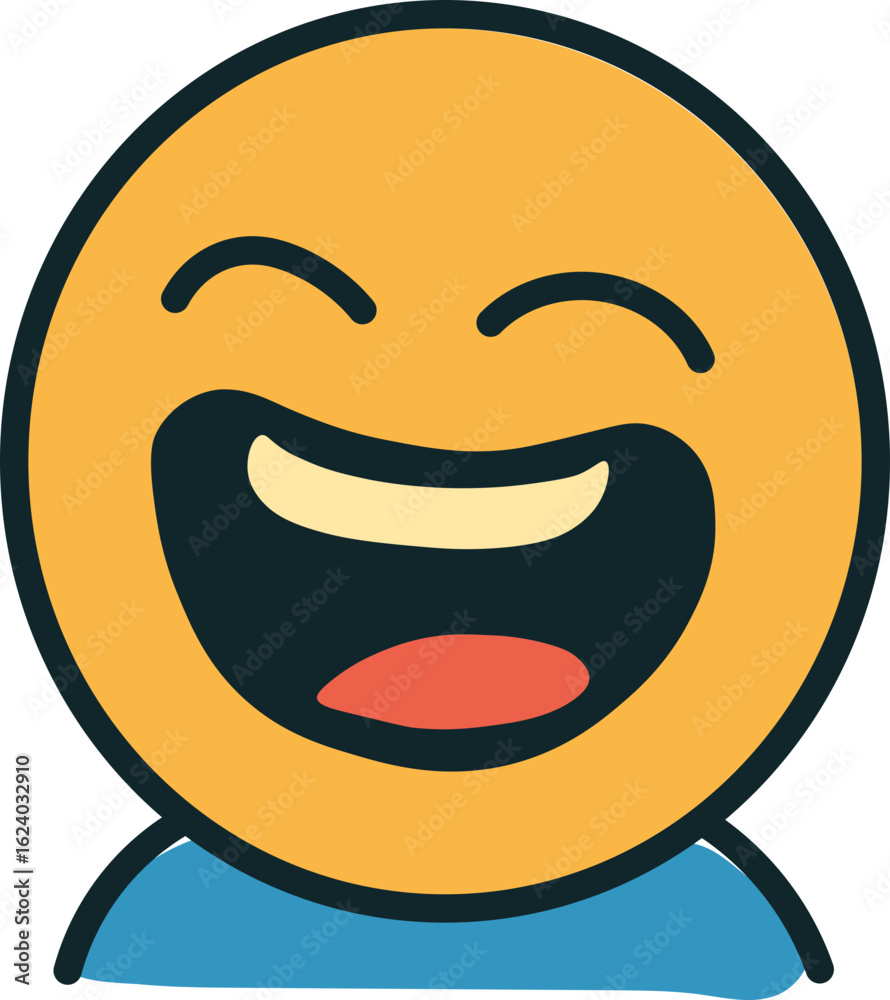Obraz premium Laughing Emoji Face Illustration in Flat Style