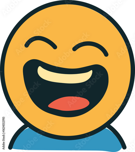 Laughing Emoji Face Illustration in Flat Style