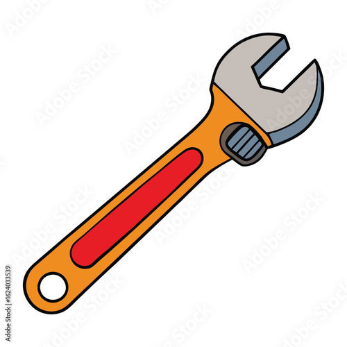 An adjustable wrench with a movable jaw fits various bolt sizes. Durable, versatile, and essential for tightening or loosening nuts in plumbing, automotive, or DIY tasks.
