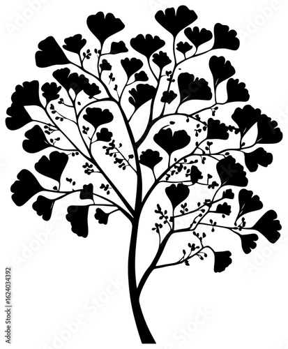 Silhouette of ginkgo bilabo tree element