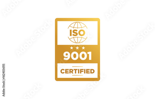 Iso 9001 certification badge vector illustration
