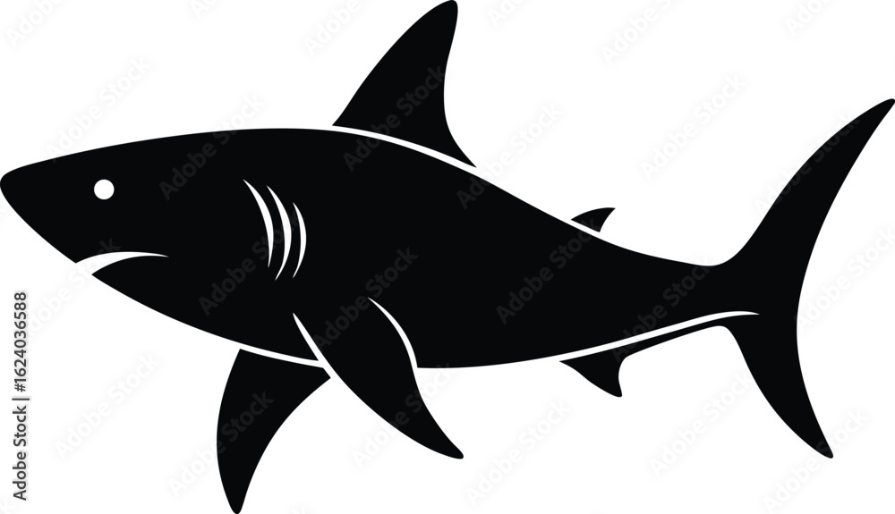 Fototapeta premium Great white shark silhouette isolated on transparent background