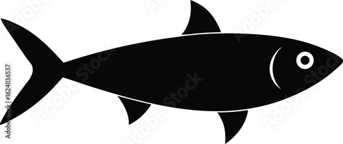 Simple sardine fish silhouette isolated on transparent background