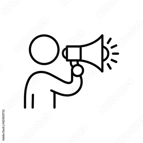 Φωτογραφία Person holding a megaphone announcing information