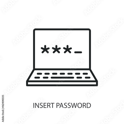Insert password thin line vector icons.