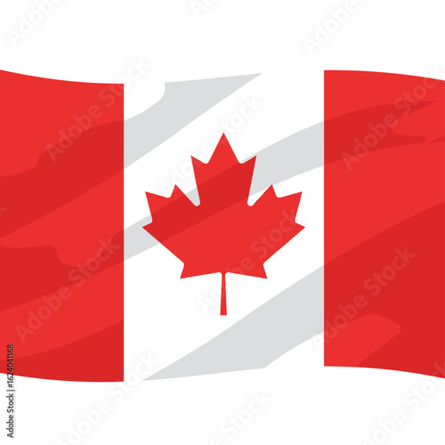 Waving Canadian Flag with Maple Leaf, Art & Illustration of July 1st Patriotic Spirit in Vibrant Environment, Canada