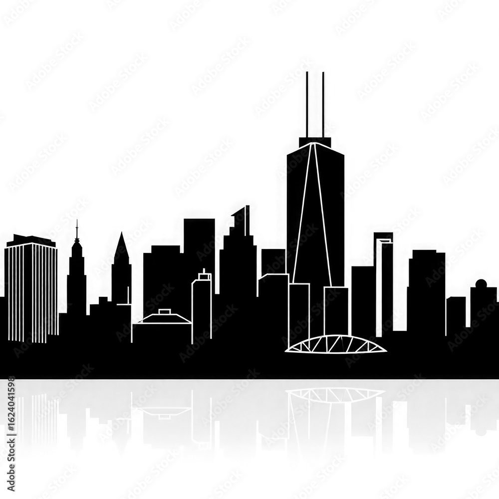 Obraz premium new York city skyline with transparent background PNG and JPEG image 