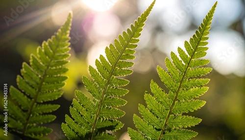 Sunlit Fern Fronds: A Close-Up of Nature's Delicate Beauty