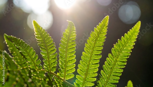 Sunlit Fern Fronds: A Close-Up of Nature's Delicate Beauty
