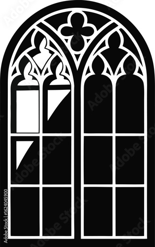 Gothic Arch Window, Black Silhouette