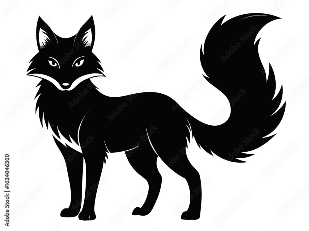 Obraz premium Elegant Fox Icon | Simple Black and White Wildlife Vector Symbol
