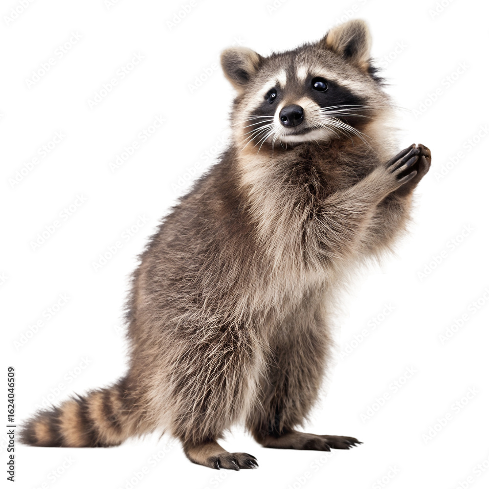 Ferret raccoon and European otter close up on white background Ferret raccoon and European otter close up on white background