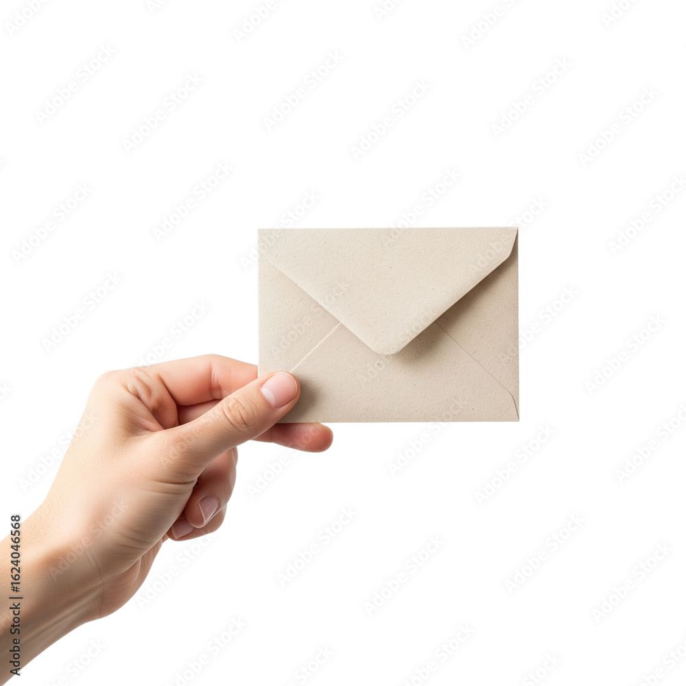 Fototapeta premium Beige Envelope Held by a Hand, Representing Communication, Correspondence