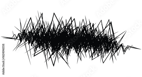 Abstract chaotic jagged lines, random edgy scribble illustration on a white background.