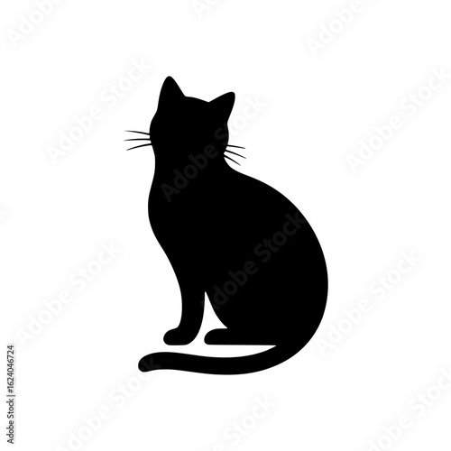 solid black vector of sitting cat