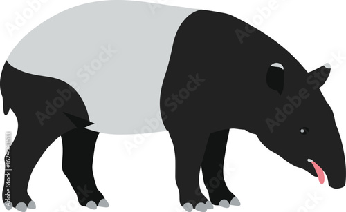 Dynamic Illustration of a Tapir in a Natural Environment, Vector Art, EPS and SVG Format for Creative Projects and Wildlife Education Resources